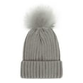thumbnail image 3 of Fesfesfes Unisex Winter Cap Solid Color Plus Velvet Knitted Warm Hat And Gloves Two-piece Set, 3 of 3