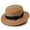 Khaki, variant on Women’s Solid Flat Top Straw Boater Hat Simple Fabric Bow Decor Breathable Light Sun Hat for Beach Days & Summer Picnic Activities Blue