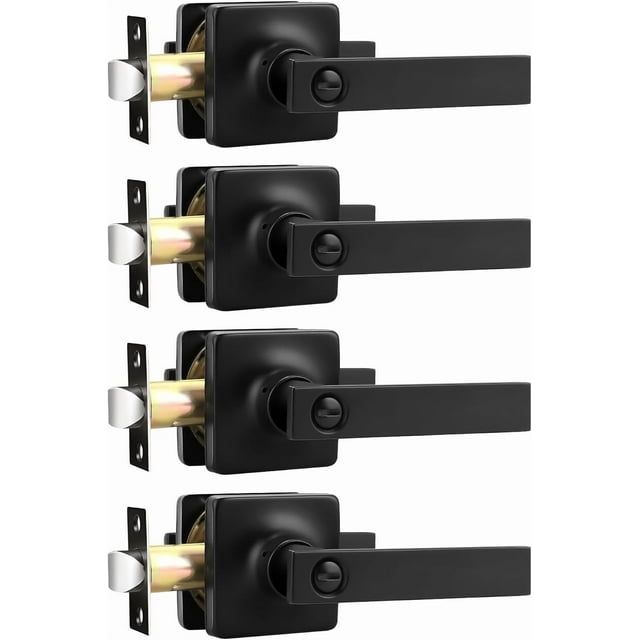 Poignées de Porte en Nickel Satiné, Levier d'Intimité Intérieur, Boutons de Porte en Nickel avec Verrou, Leviers de Porte, Poignée pour Chambre et Salle de Bain, Réversible