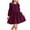 E098-Wine, variant on Childrens Long Sleeve Round Neck Casual Dress for Girls Age 3-8 Years, Solid Color Soft Everyday Play Dress, Simple Style Comfortable Kidswear Gown