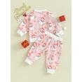 thumbnail image 4 of Suealasg Toddler Baby Girls Christmas Outfits Clothes 6M 1T 2T 3T Kids Girls Long Sleeve Santa Claus Print Sweatshirt Tops Pants Sets 2Piece Christmas Party Gift for Newborn Girls, 4 of 9