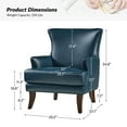 thumbnail image 3 of Leather Upholstered Sofa Armchair, Tina's Home  Accent Chair Wood Leg Living Room Bedroom Green Turquoise, 3 of 8
