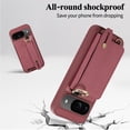 thumbnail image 6 of ELEHOLD Case for Google Pixel 8 Pro, Shockproof PU Leather Crossbody Wallet Case with Wrist Strap & Kickstand & Card Holder,Winered, 6 of 8