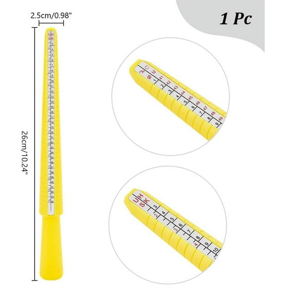 2 Types Ring Sizing Measuring Tool Plastic Ring Mandrel American Size Ring Sizing Mandrel for Accurate Measurements Yellow Ring Stick Mandrel