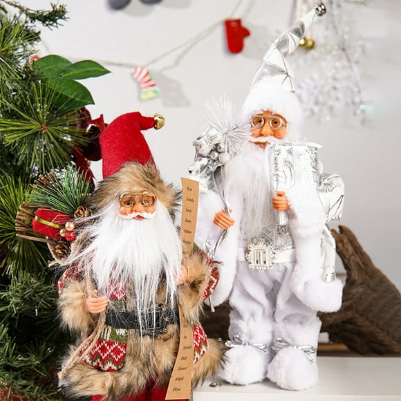 Cagogo under $5 2Pcs Santa Claus Figurine, Santa Claus Figurine Statue, Christmas Home Decoration, Standing Santa Ornament, Holiday Scene Decor, Festive Tabletop Display