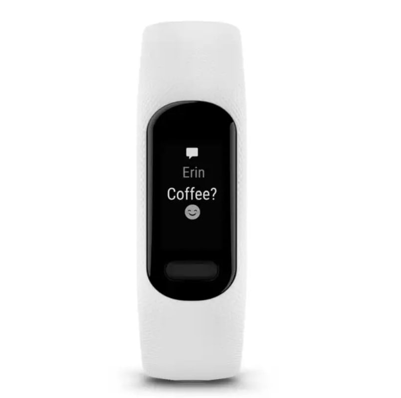 Garmin vívosmart 5, Fitness Tracker, Long-Lasting Battery, Simple Design, White Bundle With USB Wall Charger + More