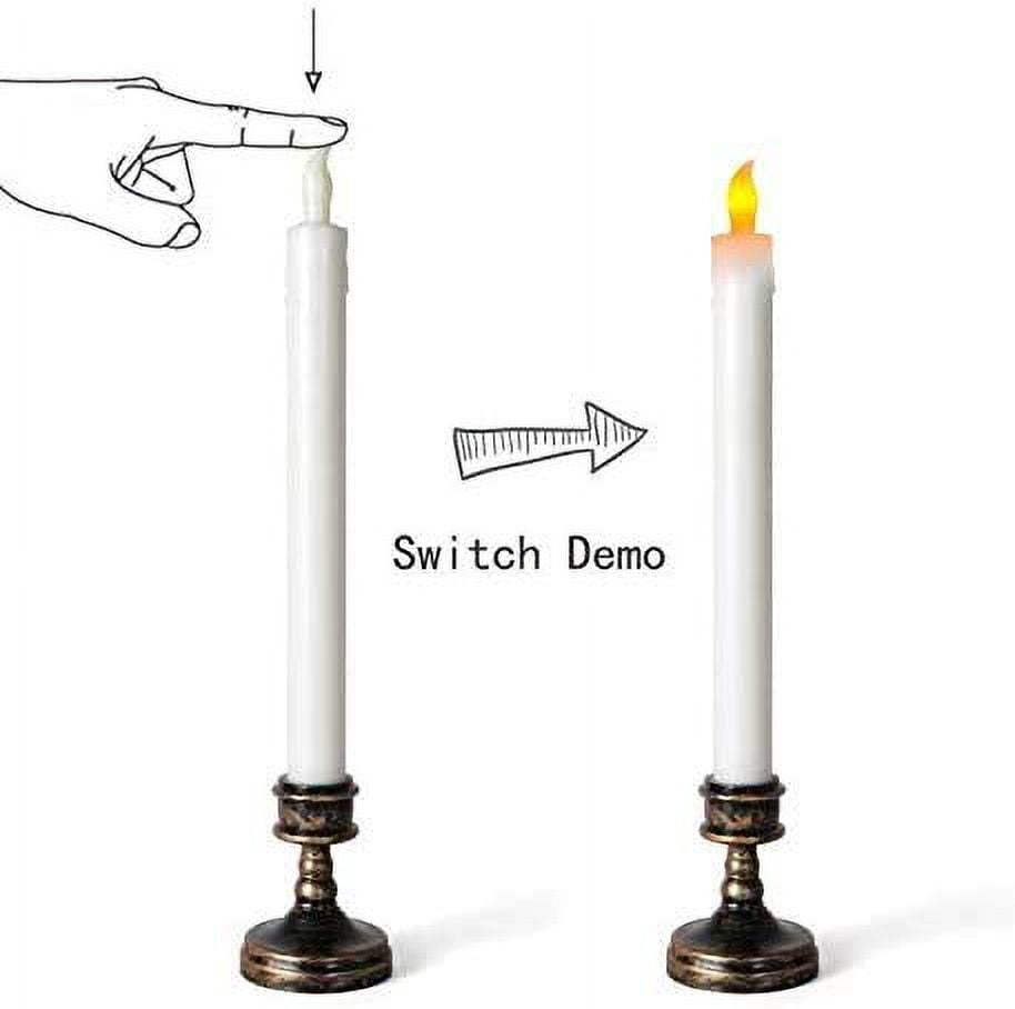 VOS Aurora Friendship Flameless Candles with Aged Brush Bronze Stand - Battery Operated LED Lights for Home Decor, Window, Christmas & Holiday Decorations - Flickering Flameless Candles (4 Pack)