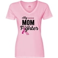 thumbnail image 3 of Inktastic Breast Cancer Awareness My Mom is a Fighter Women's V-Neck T-Shirt, 3 of 5