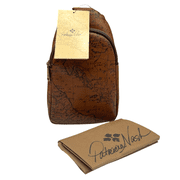 Patricia Nash Marisol Leather Crossbody Sling Travel Bag Signature Map Print