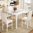 thumbnail image 2 of LinkRomat Glass Dining Table Set for 4, Faux Marble Kitchen Table and 4 PU Leather Upholstered Chairs, Modern Dinette for Dining Room, Compact Space, 2 of 9
