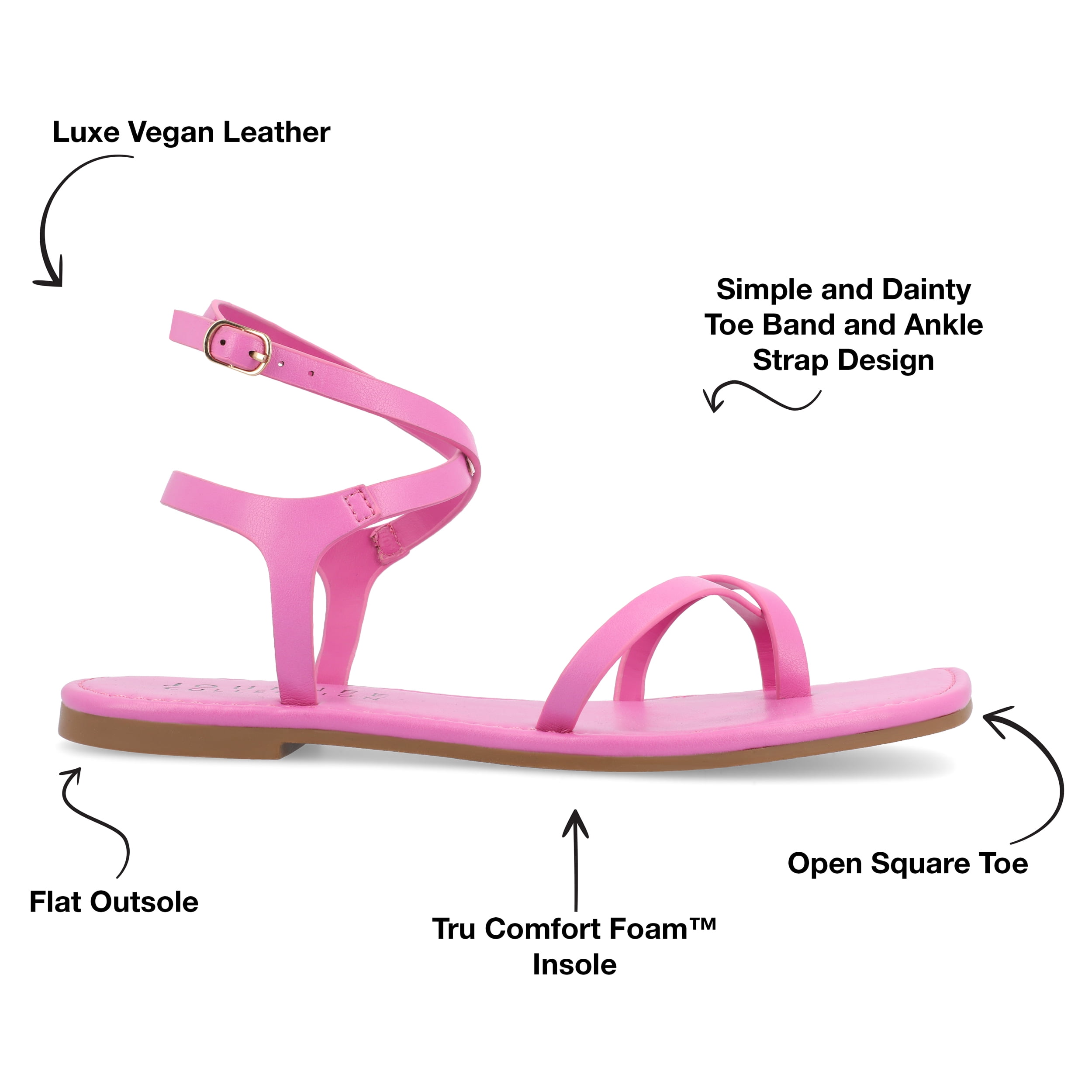 Journee Womens Charra Buckle Flat Sandals