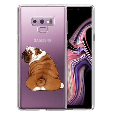 FINCIBO Soft TPU Clear Case Slim Protective Cover for Samsung Galaxy Note 9, English Bulldog Look