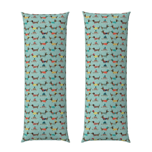 Balery winter ski Dachshund Funda Protectora para Almohada Corporal de Algodón Hipoalergénico con Cierre(55 x 21 pulgadas), Almohadas No Incluidas