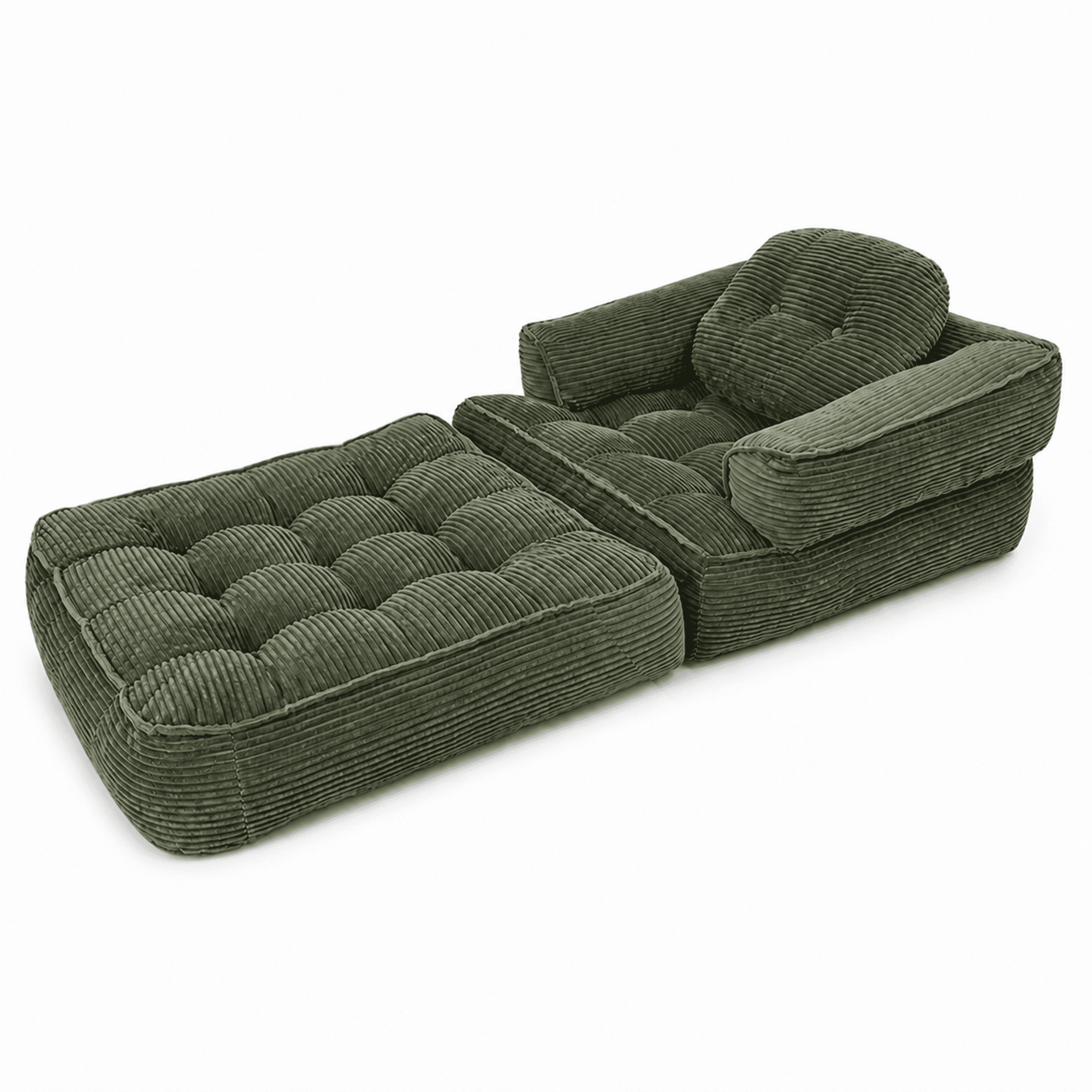 Leumius 70" Folding Sofa Bed,Convertible Single Sofa Bed with Armrest,2-in-1 Corduroy Boneless Foldable Bed with Pillows for Bedroom, Living Room, Homestay, Game Room,Dark Green
