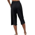 thumbnail image 5 of Rejlun Women Palazzo Pant With Pocket Loungewear Mid Waist Pants Lounge Capri Baggy Holiday Trousers Black 2XL, 5 of 5