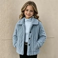 thumbnail image 6 of Cethrio Girls Fleece Jacket, Warm Long Sleeve Button Front Collared Winter Outerwear Size 11-12 Years Light Blue, 6 of 6