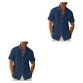 thumbnail image 2 of Minnieouse Senderismo Estilo casual Camisa con botones para hombres Niños Verano Fiesta en la piscina Color sólido Slim Fit Tops Ropa diaria Azul oscuro L 2piezas, 2 of 6