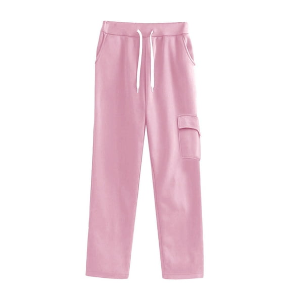 ZSQDM Women's Casual Pants Plus Size Pants Pink Women blendingpants Polyester M