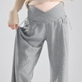 thumbnail image 6 of Annhoo Maternity Wide Leg Sweatpants Crossover Waist Over The Belly Elastic Pregnancy Yoga Pants Casual Trousers with Pockets, 6 of 8