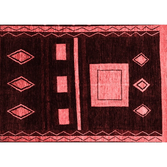 Ahgly Company Machine Washable Indoor Rectangle Oriental Red Modern Area Rugs, 5' x 7'