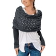 thumbnail image 2 of Knitted Cable Wrap Shawl with Sleeves, Multifunctional Scarf Dark Gray, 2 of 5