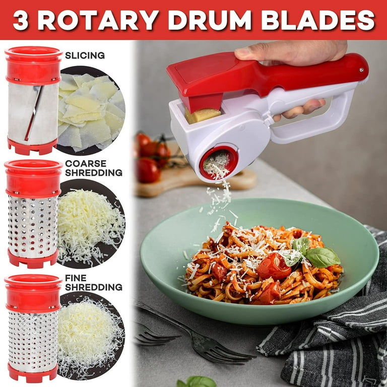 Aoresac Automatic Electric Cheese Grater One-Touch Control with 3 Rotary  Drums