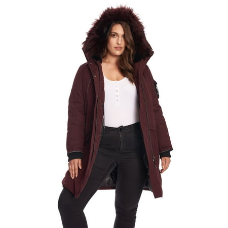 Alpine North, Laurentian Plus - Women's Vegan Down Long Parka Jacket (Plus Size) - Water Repellent, Windproof, Warm Insulated Winter Coat with Faux Fur Hood