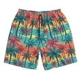 thumbnail image 3 of Uemuo Hawaii Palms Pattern Men's Swim Trunks Hawaiian Beach Bathing Suit Swimsuits Beach Quick-Dry Shorts with Pockets-Large, 3 of 9