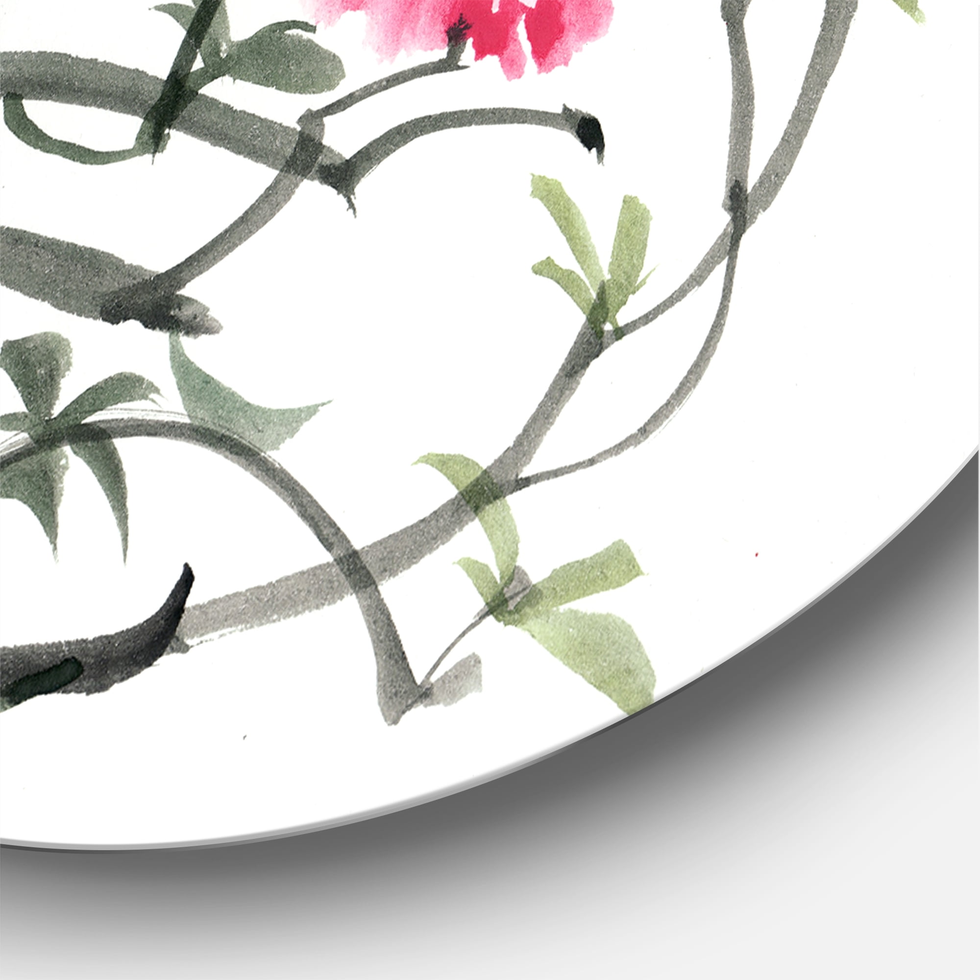 Designart 'Ancient Purple Azalea Flower' Traditional Circle Metal Wall Art 23x23 - Disc of 23