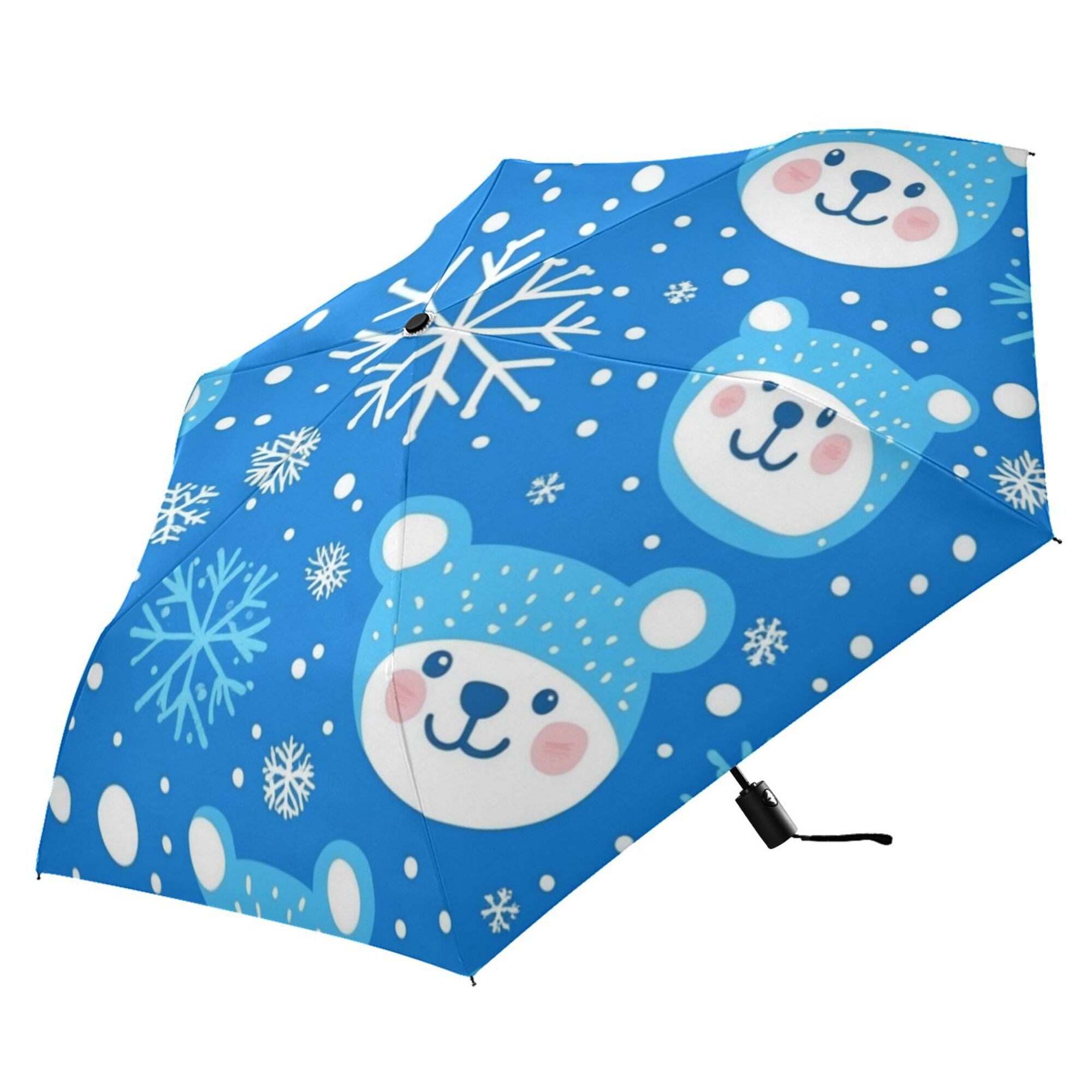 FORMRS Travel Umbrella Folding Auto Open Close Windproof Rain UV Protection, Blue Bears