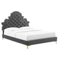 thumbnail image 3 of Modway Gwyneth Tufted Performance Velvet Full Platform Bed in Charcoal, 3 of 5