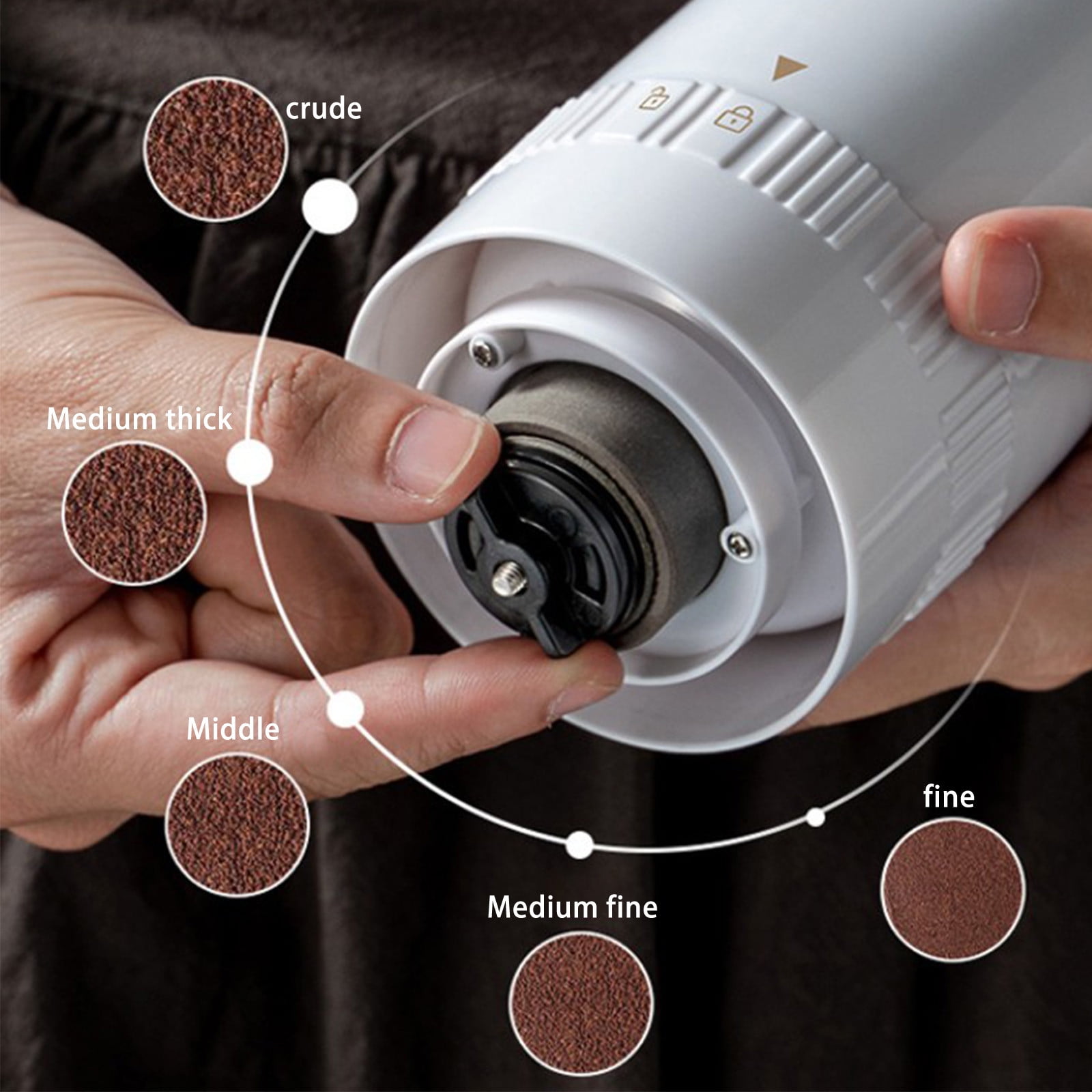 Coffee Bean Grinder Rechargeable Adjustable Coffee Grinder with 5-Speed Settings, Portable Electric Grinder for Kitchen 300G Capacity, Adjustable Coffee Grinder