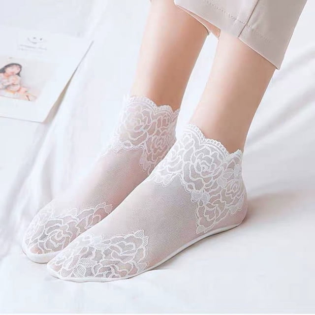 Calcetines de mujer de primavera y verano de tubo medio con encaje, calcetines náuticos, calcetines inferiores de algodón japonés