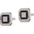 thumbnail image 2 of Sterling Silver Rh-Plated Cz Pave Black Enamel Square Post Earrings (8 X 8) Made In China qe9117, 2 of 5