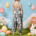 thumbnail image 5 of Staki Toddler Girl Easter Outfit Jumpsuits for Girls Casual Sleeveless Loose Spaghetti Strap Summer Rompers Long Pants with Pockets 1-10Y(Gray,9-10 Years), 5 of 6