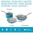 GOTHAM STEEL Ocean Blue 5 Piece Pots and Pans Set, Nonstick Ceramic