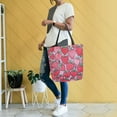 thumbnail image 4 of FORMRS Womens Canvas Tote Bag with Zipper Inner Pocket Shoulder Handbag, Sweet Strawberry, 4 of 7