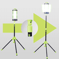 thumbnail image 4 of 6000LM LED Work Light, 6500K, Triple Lights with 360° Rotating, 3 Modes, 4800mAh Rechargeable Work Light with Folding Tripod， working stand telesope pole, Hook, Camping Light for Hiking, 4 of 5