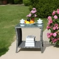 thumbnail image 2 of Olurrisa Outdoor Coffee Table 19.25" Square - Clear Tempered Glass Top with Grey PE Rattan Base, 120lb Capacity All-Weather Patio Furniture for Garden & Deck, 2 of 11