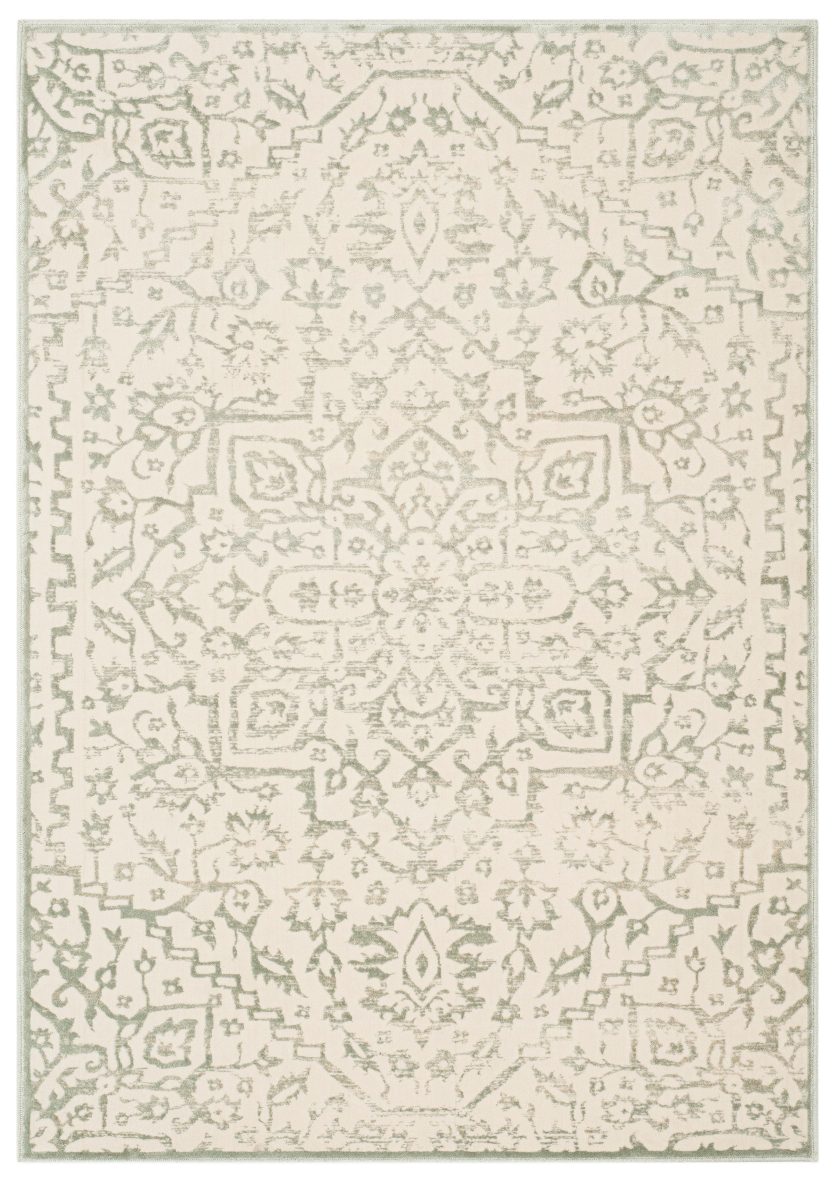 SAFAVIEH Noble Mackenzie Geometric Floral Area Rug, Light Blue/Ivory, 4' x 5'7"