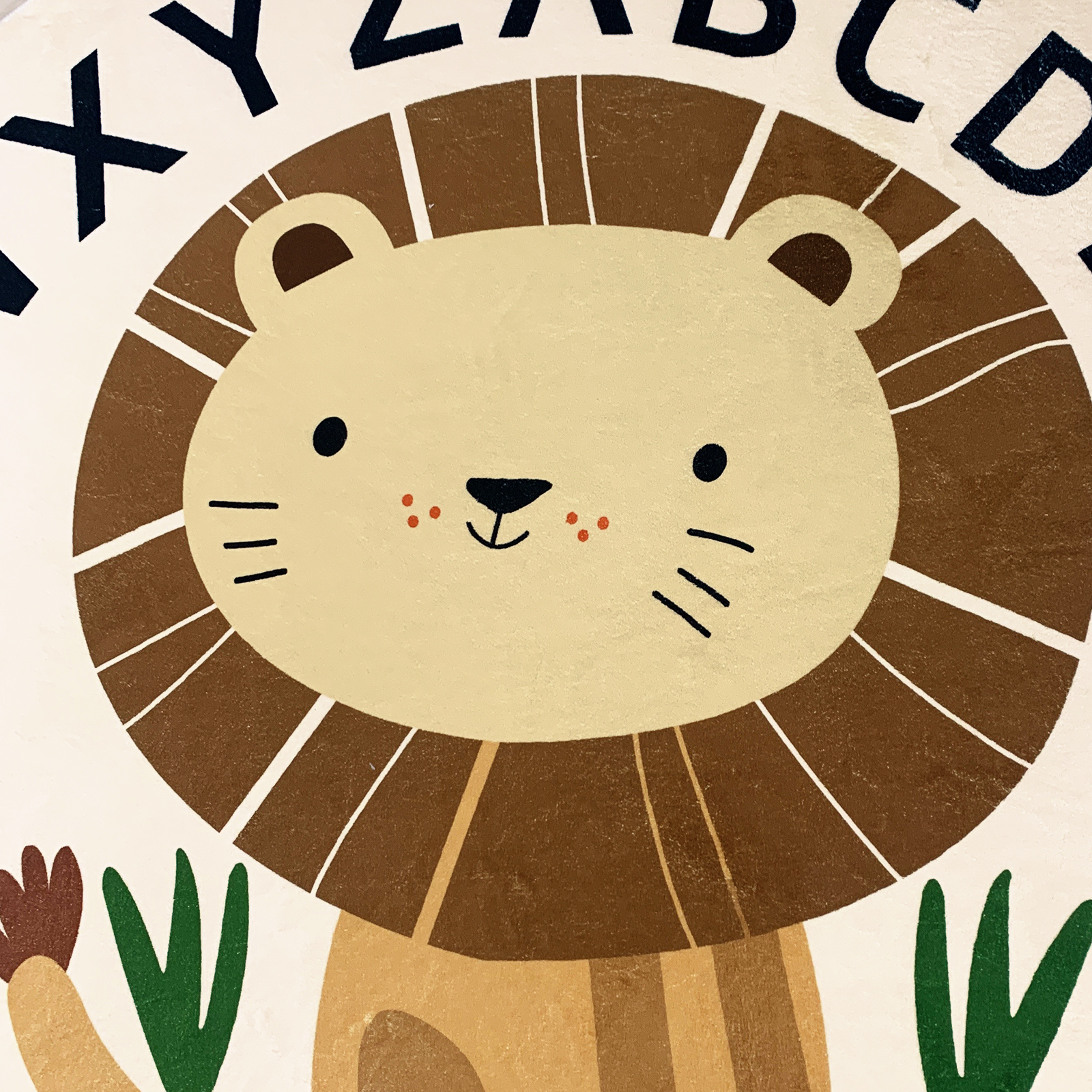 LANPEI Kids Play Rug 5.2Ft Large Round Rug ABC Lion Rug Circle Carpet for Boys Girls Bedroom Soft Animal Playroom Mat Nursery Rug for Living Room Classroom Area Rug Nonslip Washable Rugs, Sitting