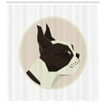 thumbnail image 3 of Boston Terrier Shower Curtain, Soft Color Geometric Design of a Puppy Circular Framed Form, Fabric Bathroom Set with Hooks, 69W X 84L Inches Extra Long, Dark Brown Blush and Ivory, by Ambesonne, 3 of 3