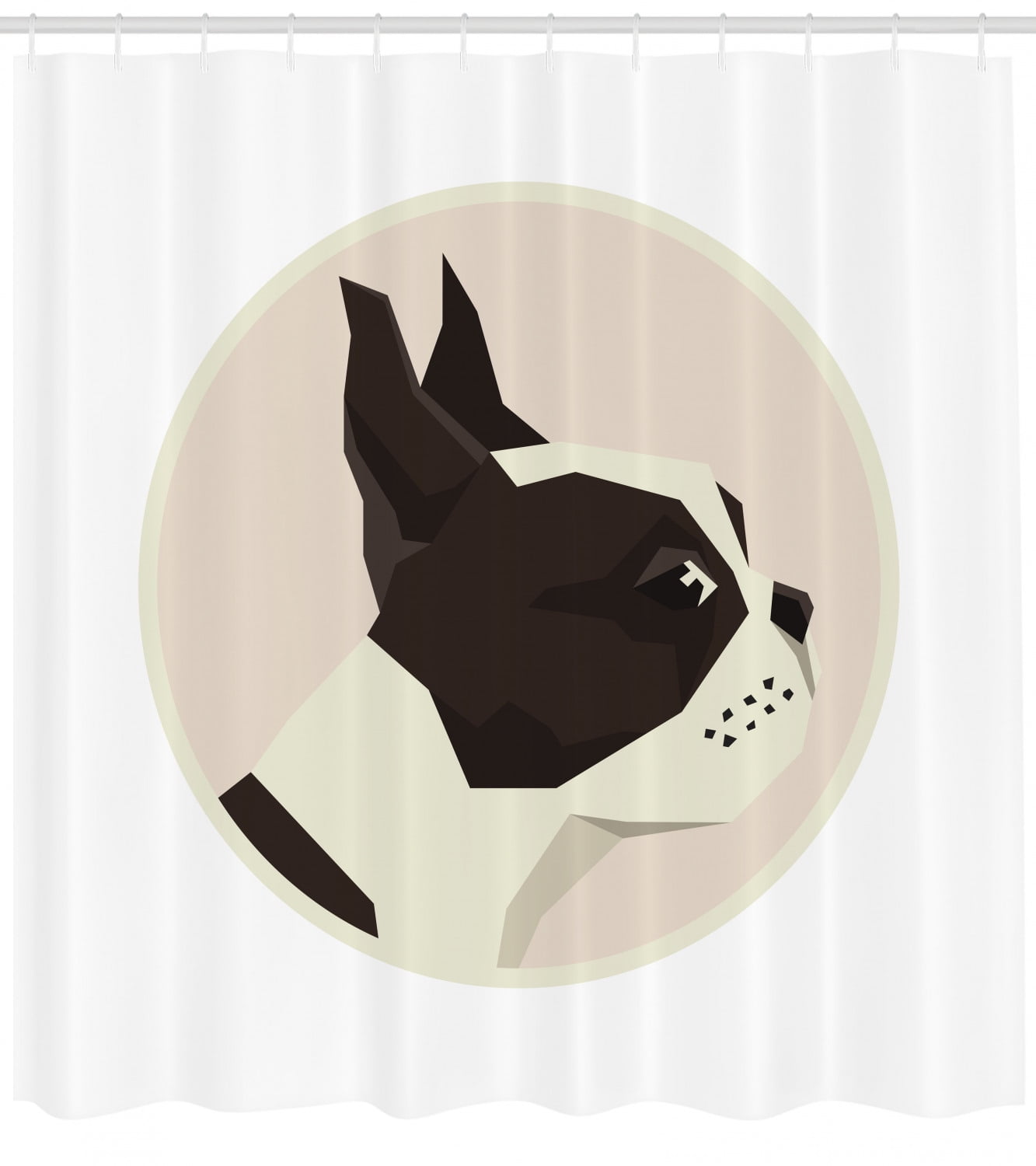 Boston Terrier Shower Curtain Soft Color Geometric Design Of A