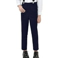 thumbnail image 6 of Boys Dress Pants, Solid Color Slim Fit Suit Pants for Kids, Formal Trousers for School, Concert and Special Occasions, Children's Slim Fit Dress Trousers Blue 130, 6 of 8