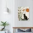 thumbnail image 3 of Nawypu  Boho Minimalist Cat Canvas Wall Art, Black Cat with Abstract Geometry and Green Leaves Canvas Art Wall Decor, Mid Century Decor for Living Room Bedroom Bathroom Ready to Hanging, 3 of 4