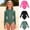 Swimwear-A105Army Green, variant on Xdegoge One Piece Swimsuits for Girls Half Zip Front Long Sleeve Rash Guard Swimwear Side Strap Detail Quick Dry Full Coverage Beach Water Park Summer Holiday Army Green 8 Years