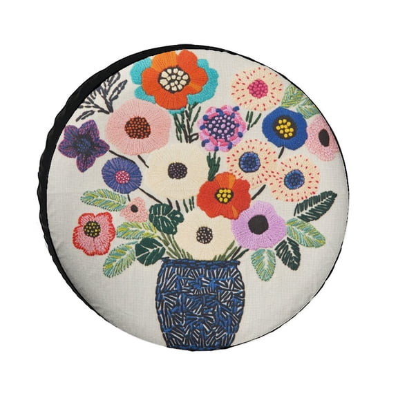 Heavy Duty Spare Tire Cover 12inch Vintage Flower Floral Wheel Protectors Tire Covers Weatherproof Wheel Covers Flower Floral Decorative Universal Fit for Trailer SUV Truck Camper Travel Trailer