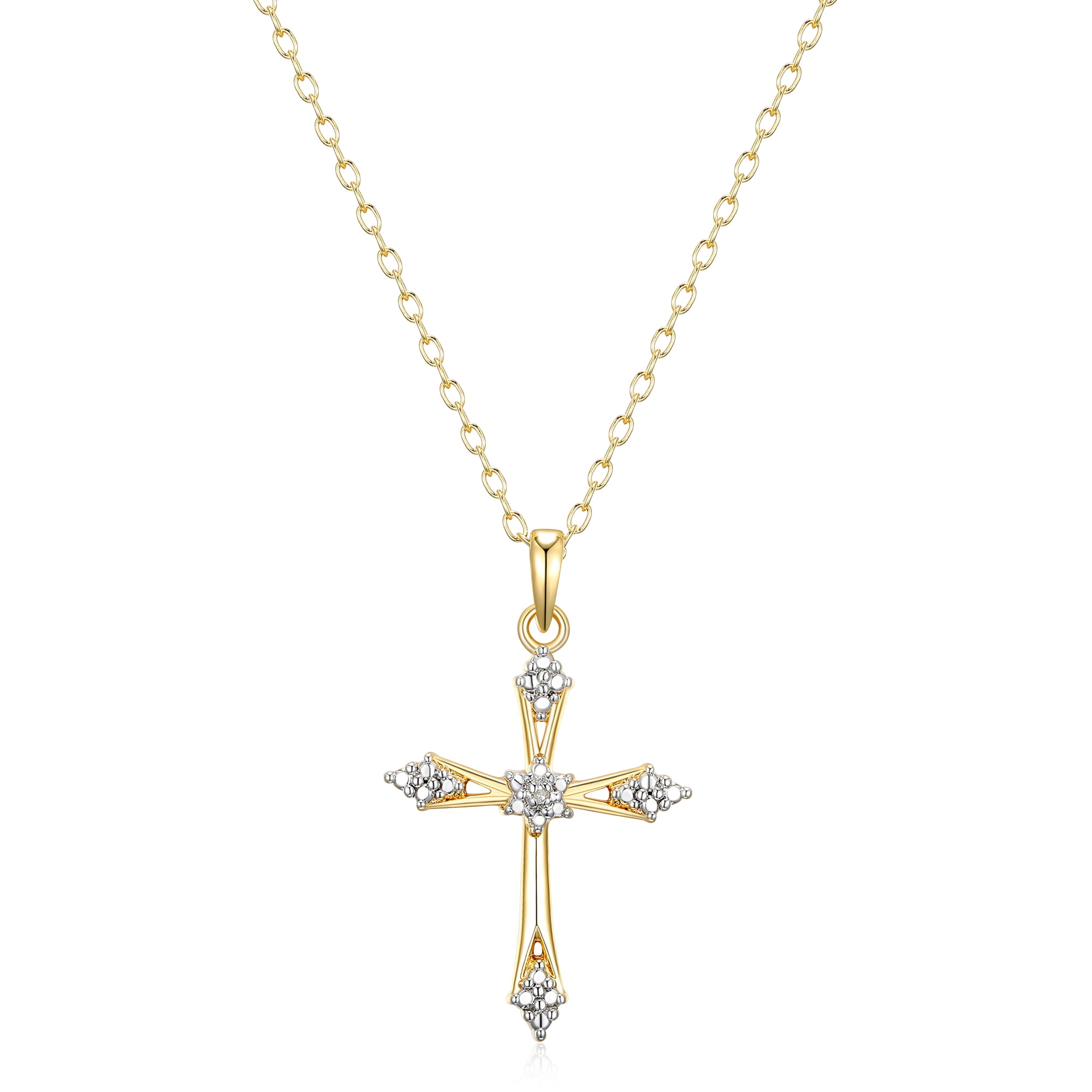 Cross Diamond Accent Pendant Necklace 