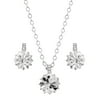 Believe by Brilliance Fine Silver Plated Clear Crystal Pendant & Earring Set, 18" + 2" CHAIN