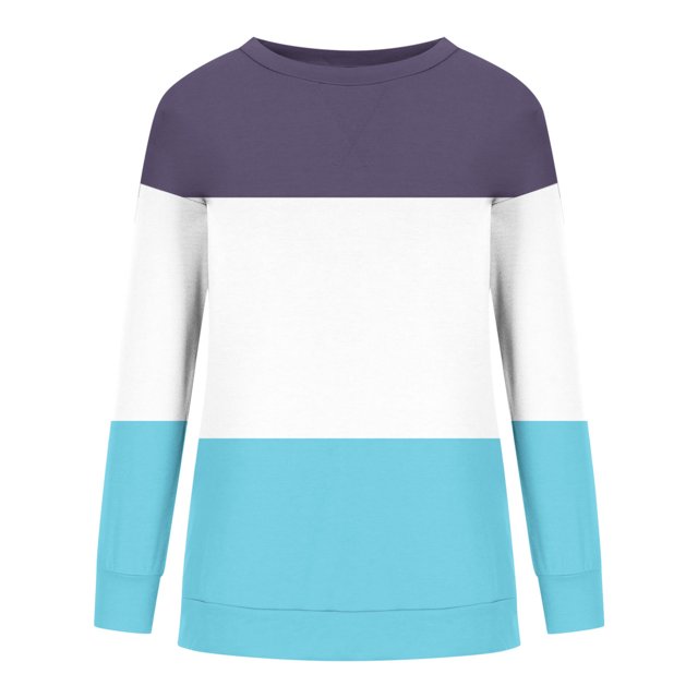 Timegard Women's Sweatshirt Crew Neck Long Sleeve Color Block Pullover Fall Winter Casual Tunic Tops